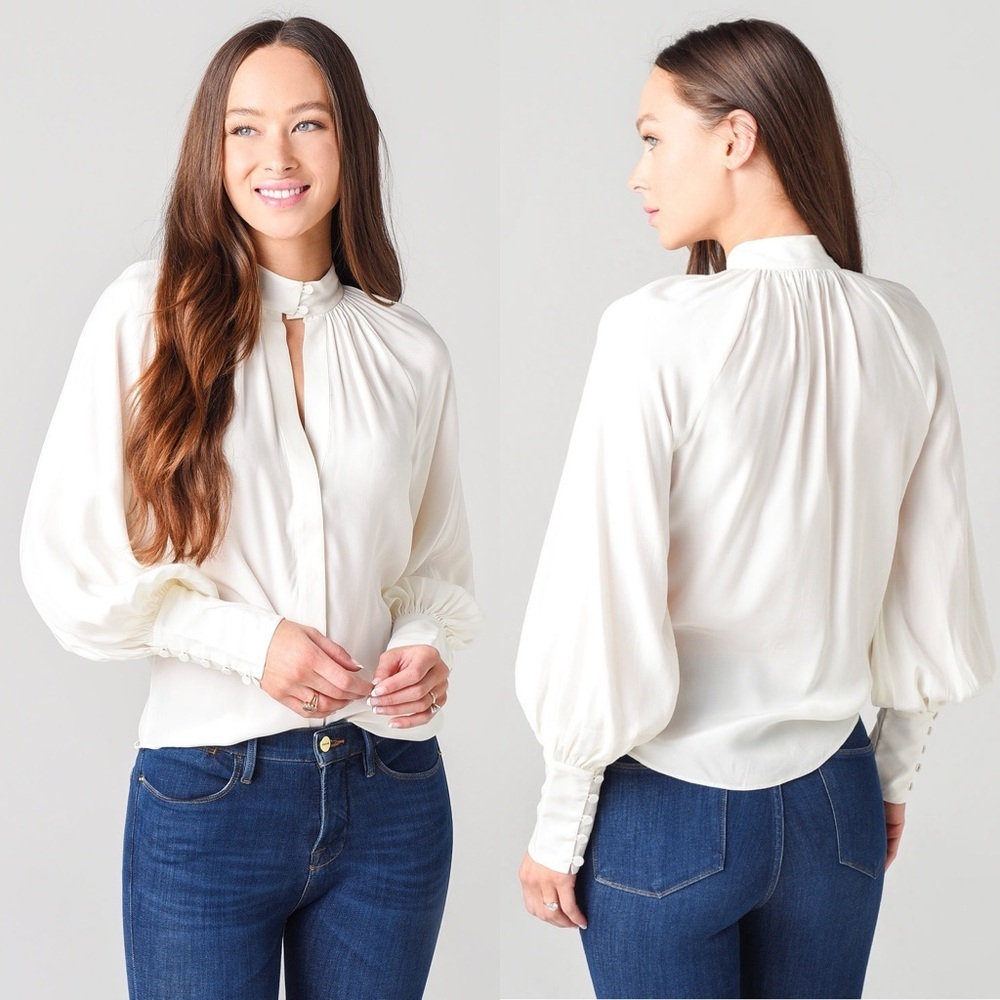 FRAME Silk Keyhole Blouse Size Medium NEW NWT
